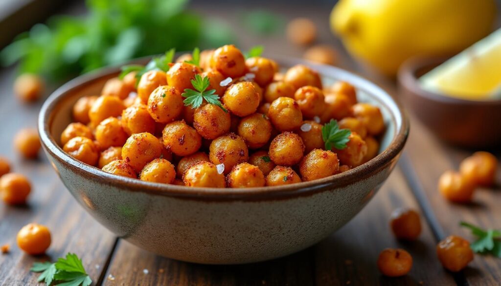 découvrez comment préparer des pois chiches au four croustillants, un snack sain et savoureux idéal pour toutes vos envies gourmandes.