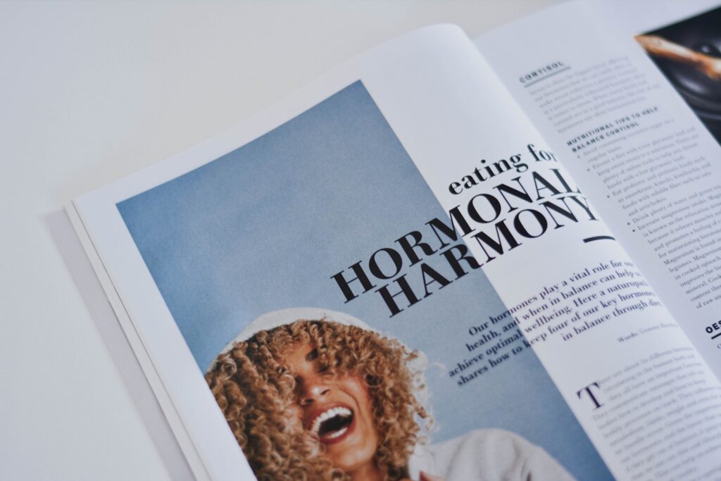 Picture of a female laughing in a magazine article